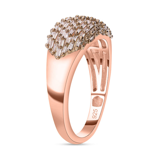 Natürlicher Champagner Diamant Ring, 925 Silber Roségold Vermeil, (Größe 20.00), ca. 1.00 ct