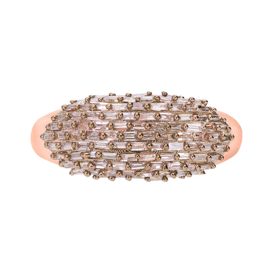 Natürlicher Champagner Diamant Ring, 925 Silber Roségold Vermeil, (Größe 20.00), ca. 1.00 ct