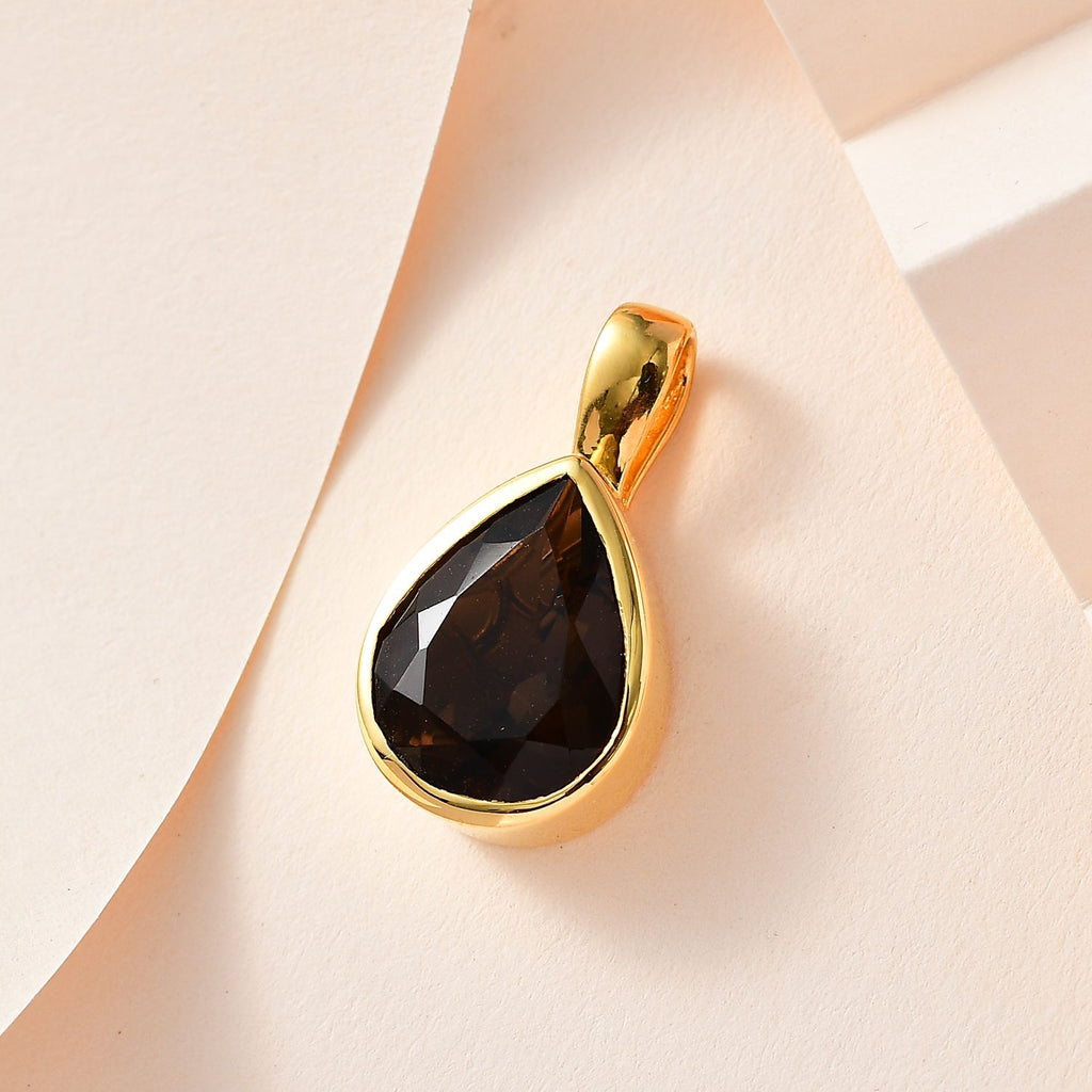 Rauchquarz Anhänger, 925 Silber Gelbgold Vermeil, ca. 6.55 ct