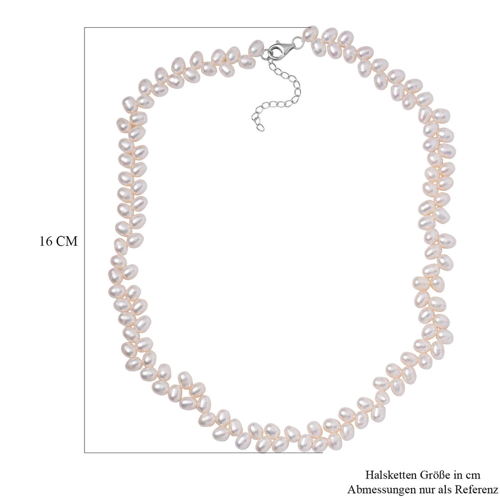 Weiße Süßwasser Perle Halskette ca. 45 cm 925 Silber rhodiniert