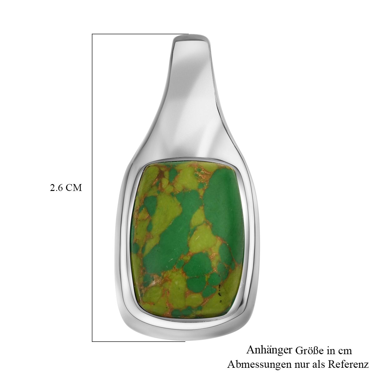 Grünes Türkis Anhänger, 316L Edelstahl , ca. 12.87 ct