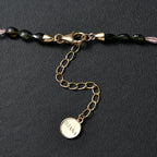 AAAA Mehrfarbig-Turmalin Halskette ca. 45 cm+ 5 cm extender, AGI zertifiziert, 750 Gold ca. 50.00 ct