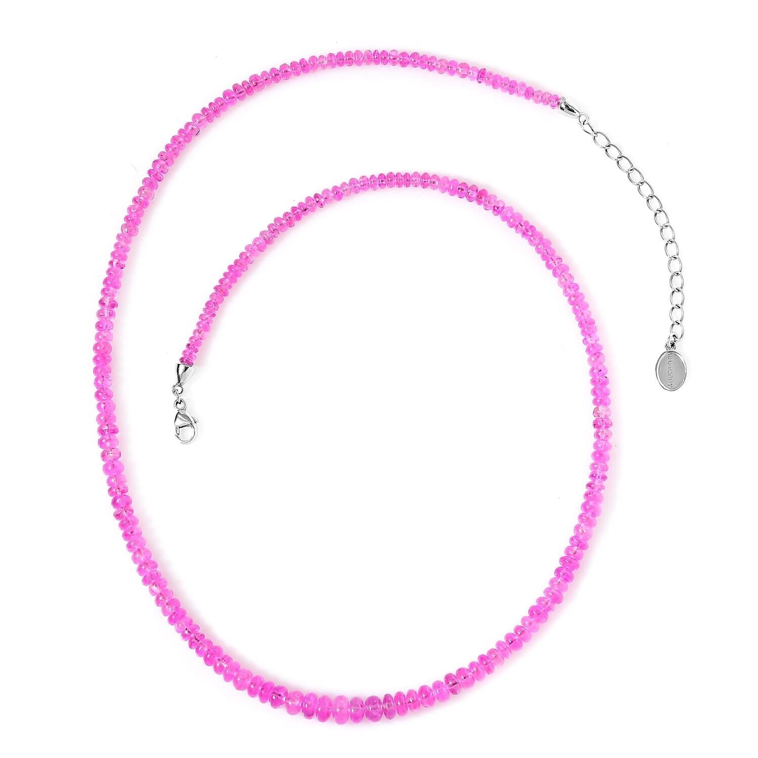 AAAA Rosa Saphir Halskette, AGI zertifiziert und geprüft, ca. 45 cm+ 5 cm extender, 950 Platin ca. 65.00 ct