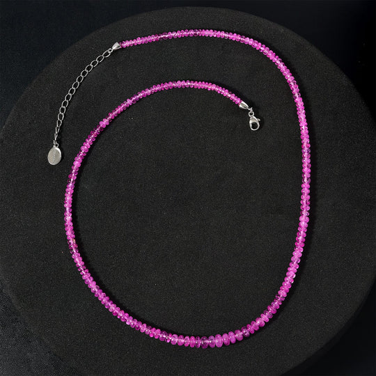 AAAA Rosa Saphir Halskette, AGI zertifiziert und geprüft, ca. 45 cm+ 5 cm extender, 950 Platin ca. 65.00 ct