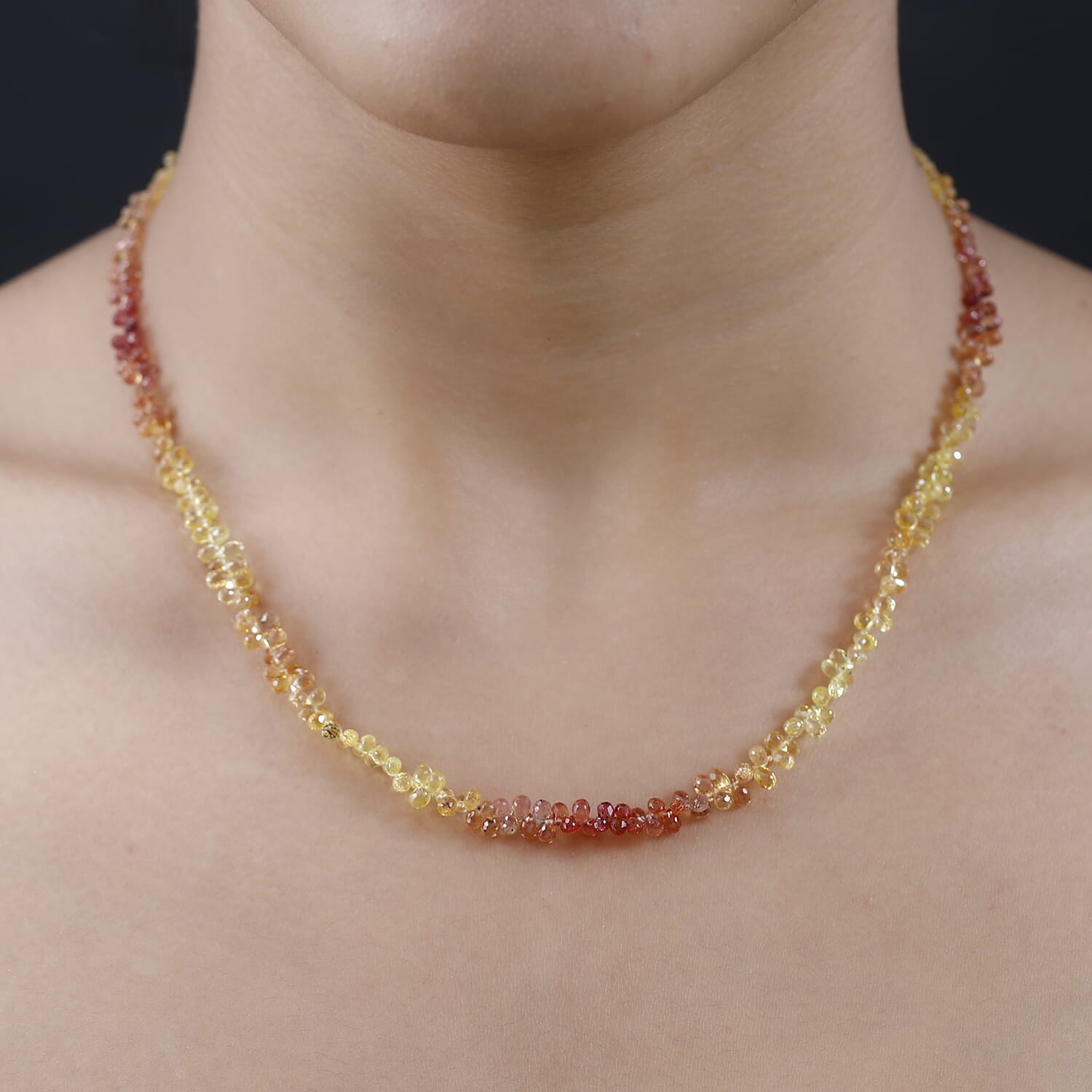 AAAA Mehrfarbig Saphir Halskette ca. 45 cm 950 Platin ca. 56,64 ct.