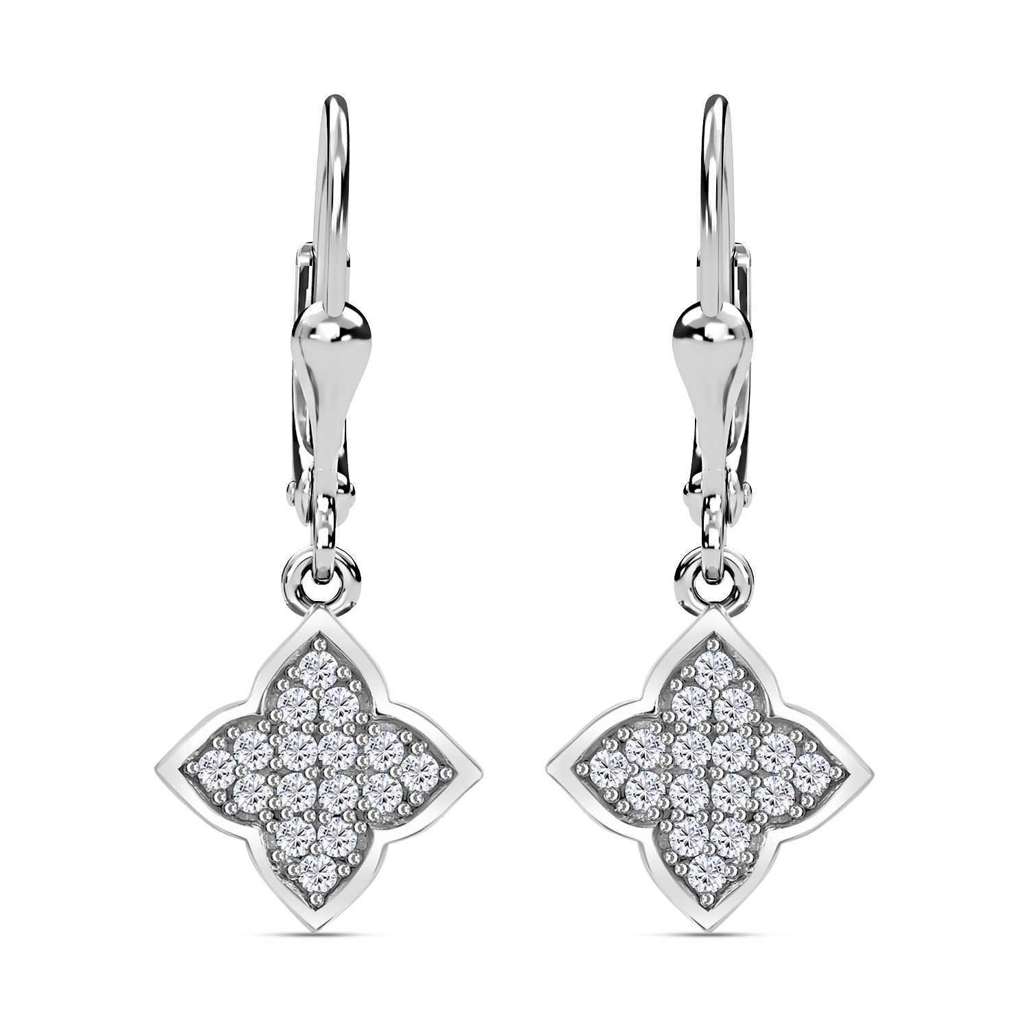 Moissanit Ohrringe, 925 Silber platiniert, ca. 0.45 ct