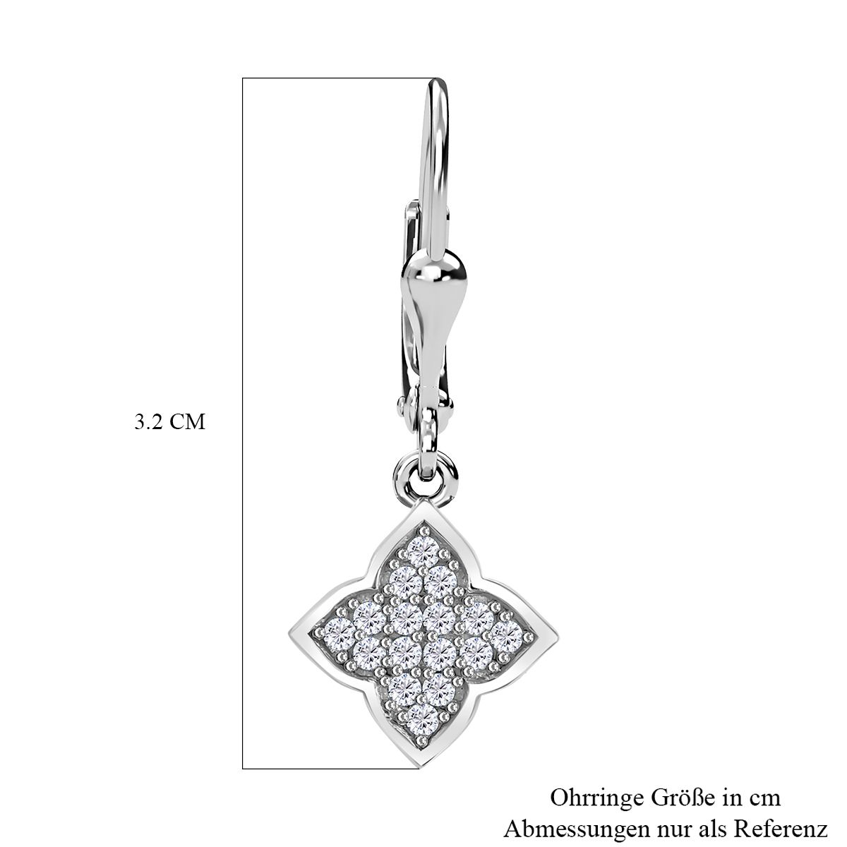 Moissanit Ohrringe, 925 Silber platiniert, ca. 0.45 ct