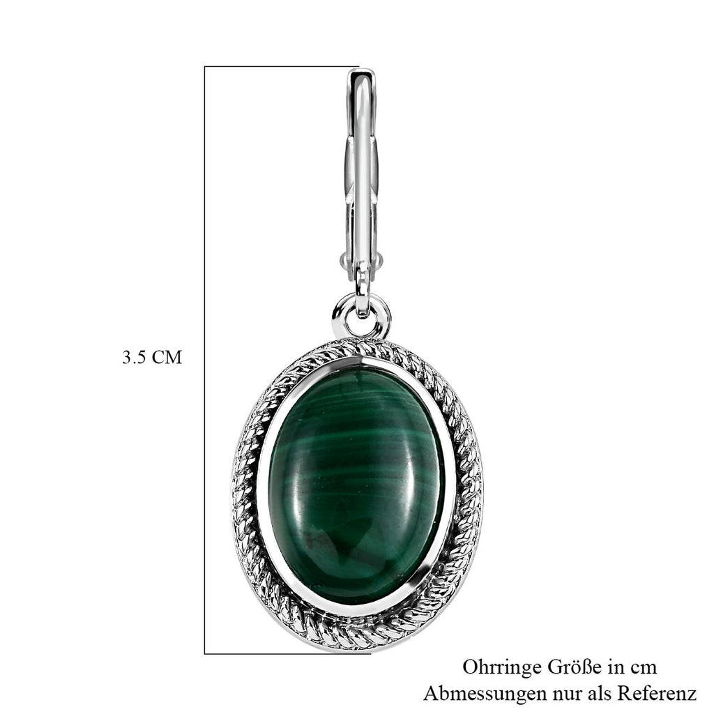 Malachit Ohrringe, Edelstahl, ca. 14.43 ct