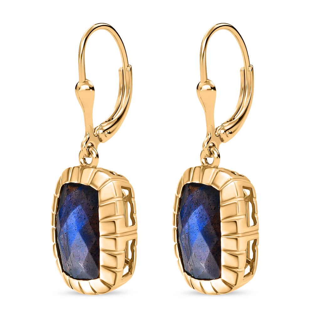 AAA Labradorit Ohrringe, 925 Silber Gelbgold Vermeil, ca. 8.53 ct