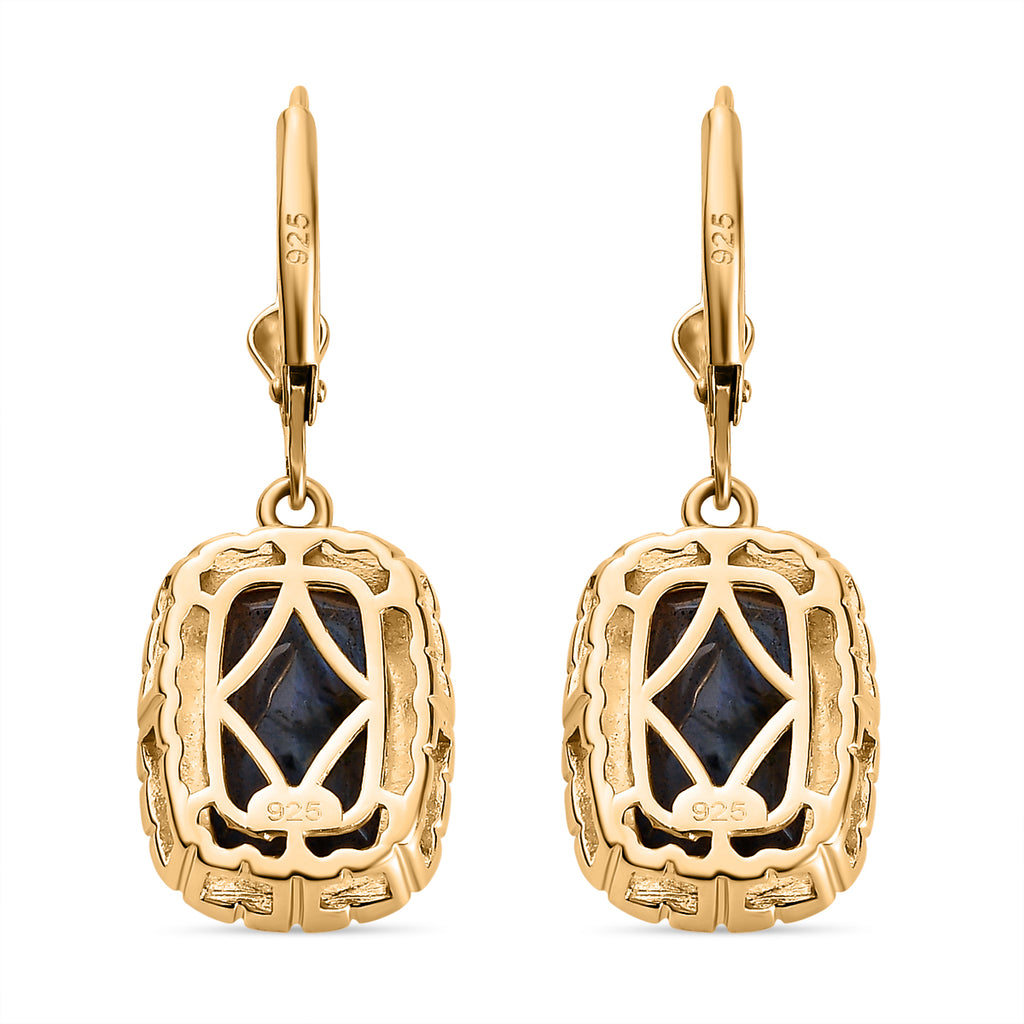 AAA Labradorit Ohrringe, 925 Silber Gelbgold Vermeil, ca. 8.53 ct