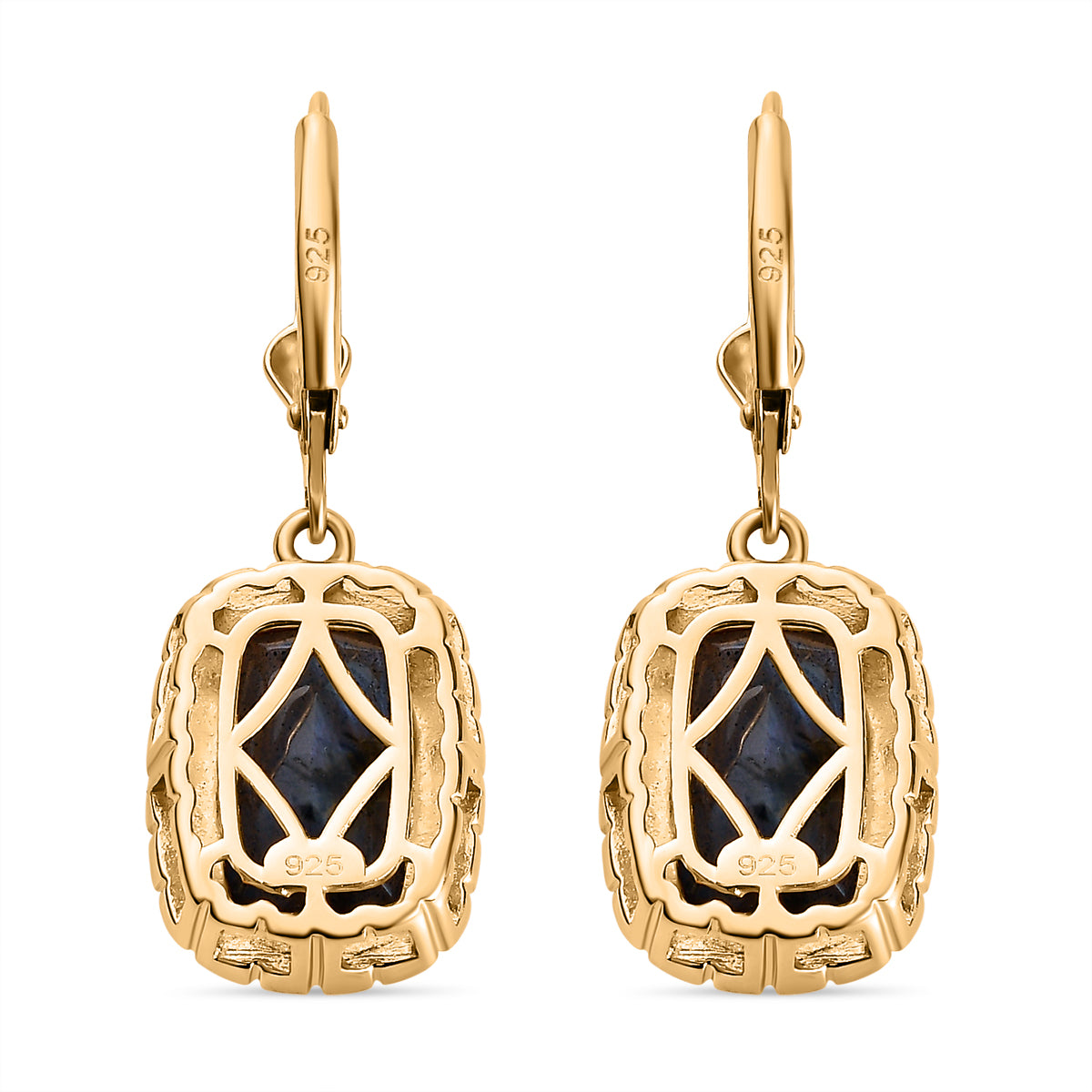 AAA Labradorit Ohrringe, 925 Silber Gelbgold Vermeil, ca. 8.53 ct