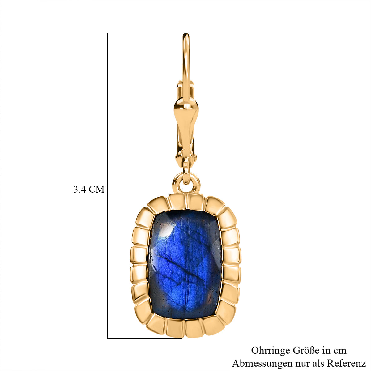 AAA Labradorit Ohrringe, 925 Silber Gelbgold Vermeil, ca. 8.53 ct