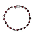 Mosambik Granat Armband ca. 18 cm 925 Silber platiniert ca. 11,20 ct.