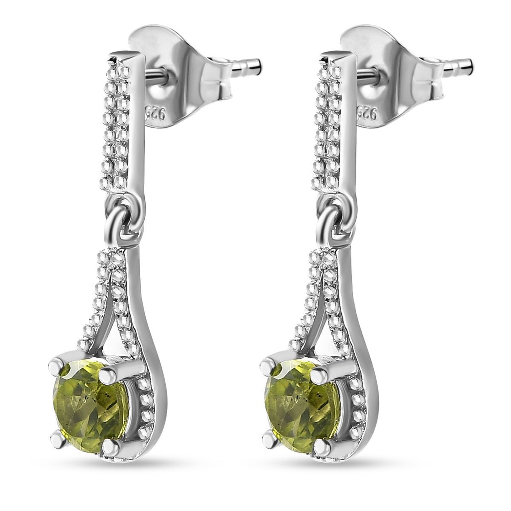 Peridot Ohrringe 925 Silber platiniert ca. 1.09 ct
