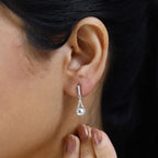 Weiße Topas Ohrringe, 925 Silber platiniert, ca. 1.13 ct