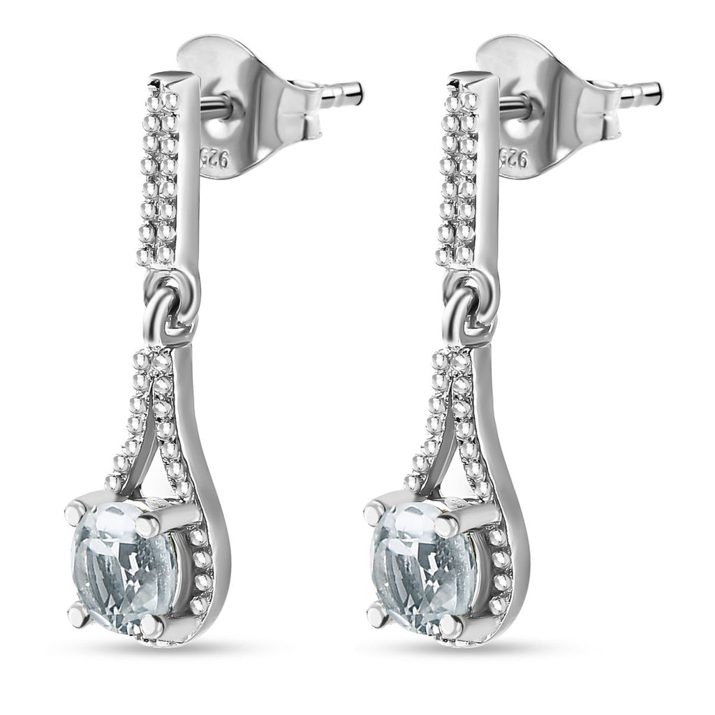 Weiße Topas Ohrringe, 925 Silber platiniert, ca. 1.13 ct