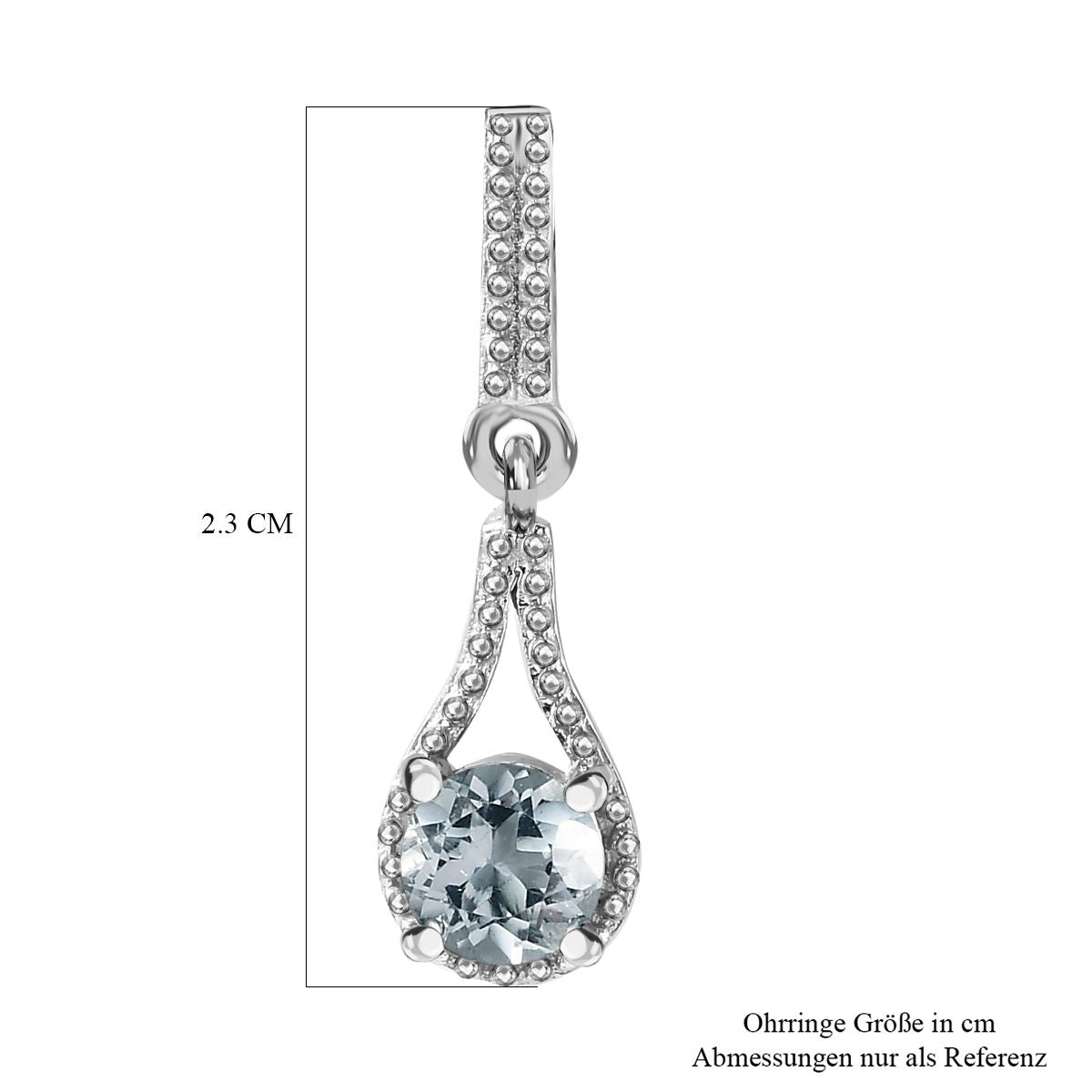 Weiße Topas Ohrringe, 925 Silber platiniert, ca. 1.13 ct
