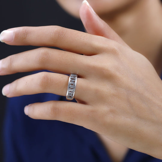 Weiße Topas Ring, 925 Silber platiniert, ca. 2.53 ct