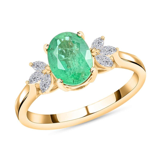 Iliana AAA Kagem Sambischer Smaragd, Weißer Diamant AGI zertifiziert Ring 750 Gold (Größe 16.50) ca. 1.35 ct