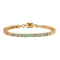 AA Natürlicher, äthiopischer Welo Opal, Weißer Zirkon Armband ca. 19 cm 925 Silber Gelbgold Vermeil ca. 4,27 ct.