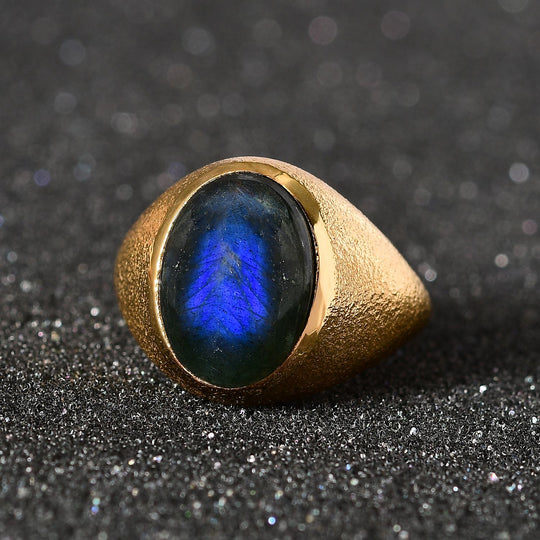 AAA Labradorit Ring, 925 Silber Gelbgold Vermeil, (Größe 19.00) ca. 6.64 ct