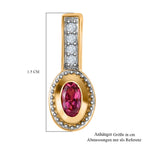 Ouro Fino Rubellit, Weißer Zirkon Anhänger 925 Silber Gelbgold Vermeil ca. 0.29 ct