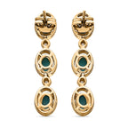Amerikanische natürliche Sleeping Beauty Türkis, Weißer Zirkon Ohrringe, 925 Silber Gelbgold Vermeil ca. 2.94 ct