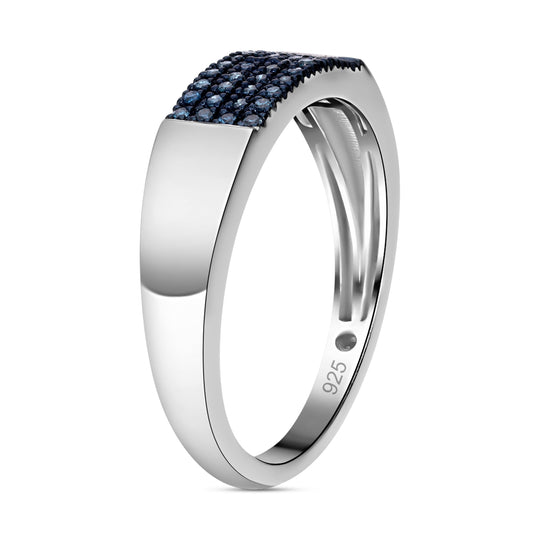 Blauer Diamant (IR) Ring, 925 Silber platiniert, (Größe 20.00), (10-15 Werktage Lieferzeit) ca. 0.22 ct