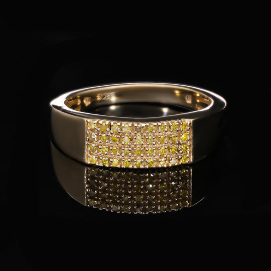 Gelber Diamant Ring, 925 Silber Gelbgold Vermeil, (Größe 17.00) ca. 0.20 ct
