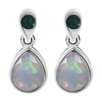 AA Natürlicher, äthiopischer Welo Opal, Kagem Sambischer Smaragd Ohrringe 925 Silber rhodiniert ca. 2,22 ct.