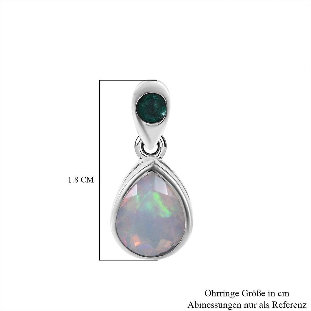AA Natürlicher, äthiopischer Welo Opal, Kagem Sambischer Smaragd Ohrringe 925 Silber rhodiniert ca. 2,22 ct.