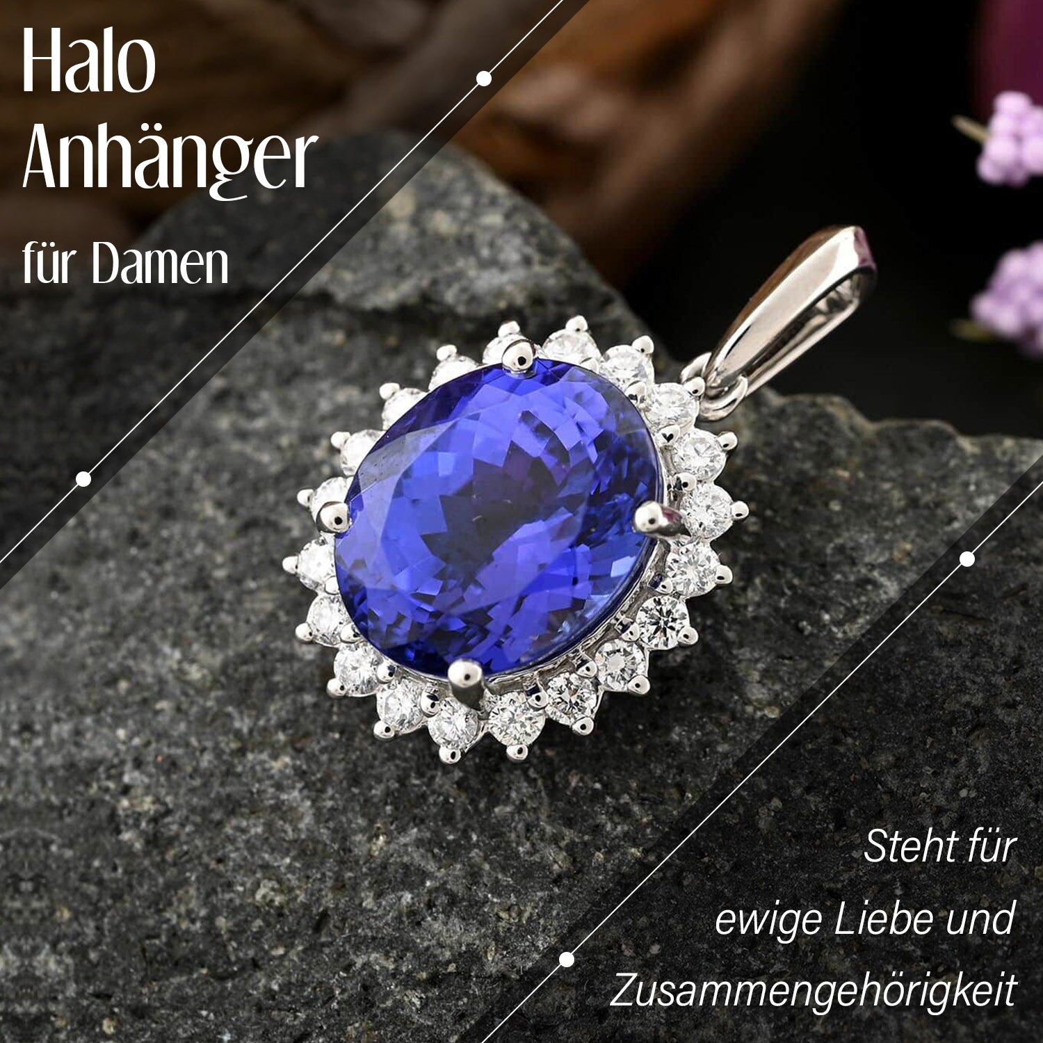 Rhapsody AAAA Tansanit, Weißer Diamant Anhänger 950 Platin ca. 4,50 ct.