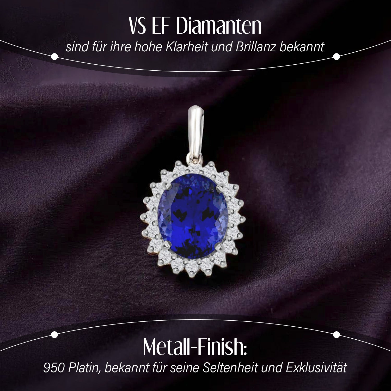Rhapsody AAAA Tansanit, Weißer Diamant Anhänger 950 Platin ca. 4,50 ct.