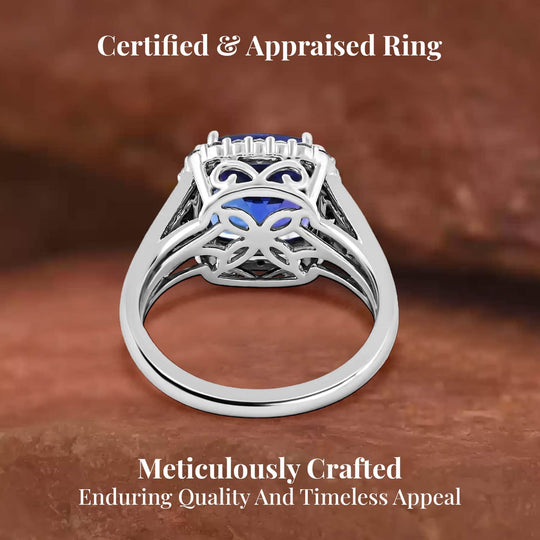 AAAA Tansanit, Weißer Diamant AGI zertifiziert Ring 950 Platin (Größe 20.00) ca. 5.65 ct