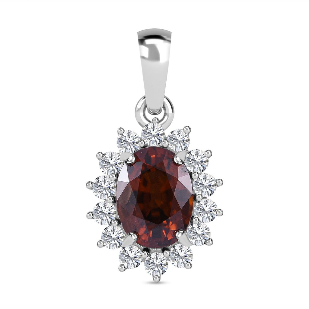 Sunset Zirkon, Weißer Zirkon Anhänger, 925 Silber rhodiniert ca. 2.64 ct