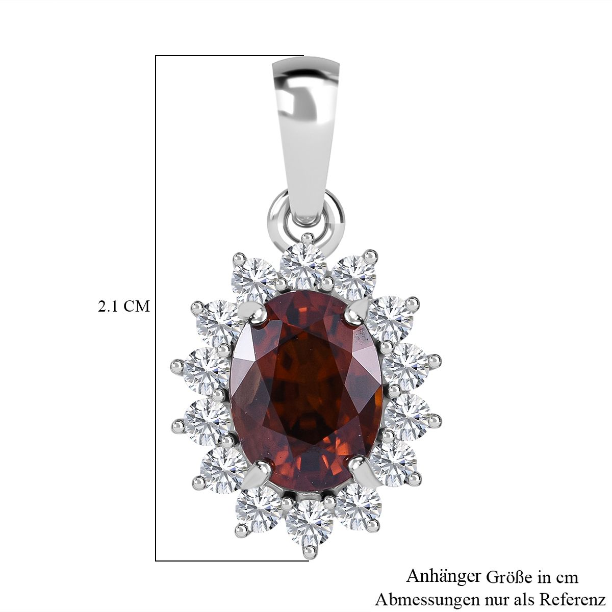 Sunset Zirkon, Weißer Zirkon Anhänger, 925 Silber rhodiniert ca. 2.64 ct