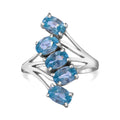 Kambodschanischer blauer Zirkon Ring, 925 Silber rhodiniert, (Größe 21.00), ca. 3.66 ct