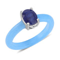Blaue Jade, Masoala Saphir (Fissure gefüllt) Ringe 925 Silber rhodiniert (Größe 16.00) ca. 8.10 ct