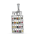 GP Bella Italia Kollektion - Mehrfach Turmalin, Weißer Zirkon Anhänger 925 Silber platiniert ca. 0.92 ct