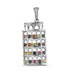 GP Bella Italia Kollektion - Mehrfach Turmalin, Weißer Zirkon Anhänger 925 Silber platiniert ca. 0.92 ct