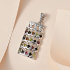 GP Bella Italia Kollektion - Mehrfach Turmalin, Weißer Zirkon Anhänger 925 Silber platiniert ca. 0.92 ct
