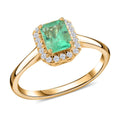 Iliana AAA Kolumbianischer Smaragd, Weißer Diamant Ring 750 Gold (Größe 17.00) ca. 1,00 ct