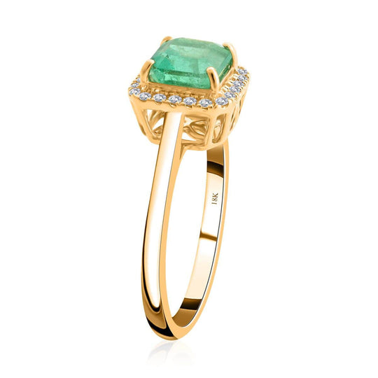 ILIANA AAA Kolumbianischer Smaragd, Weißer Diamant Ring, AGI zertifiziert, 750 Gelbgold (Größe 16.50) ca. 1,85 ct