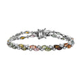 Mehrfach-Turmalin, Weißer Zirkon Armband ca. 19 cm 925 Silber platiniert ca. 12,59 ct.