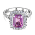 AAAA Patroke Kunzit, Weißer Diamant Ring, 950 Platin, (Größe 16.00) ca. 3.80 ct