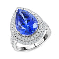 AAAA Tansanit, Weißer Diamant Ring 950 Platin (Größe 19.00) ca. 5,10 ct