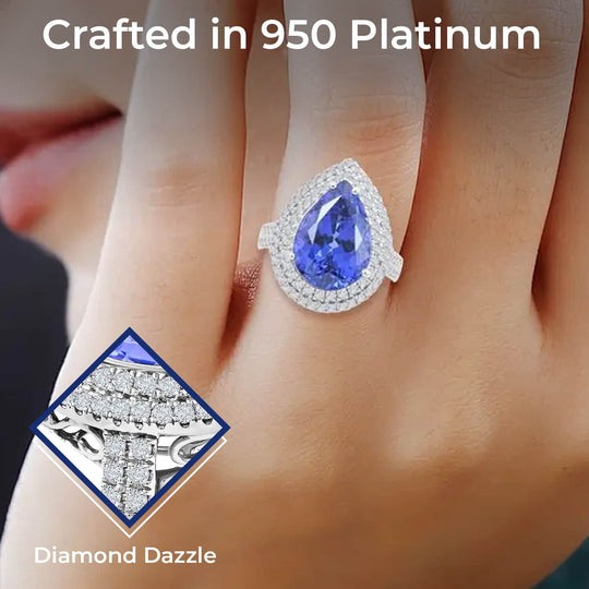 AAAA Tansanit, Weißer Diamant AGI zertifiziert Ring 950 Platin (Größe 19.00) ca. 5.10 ct