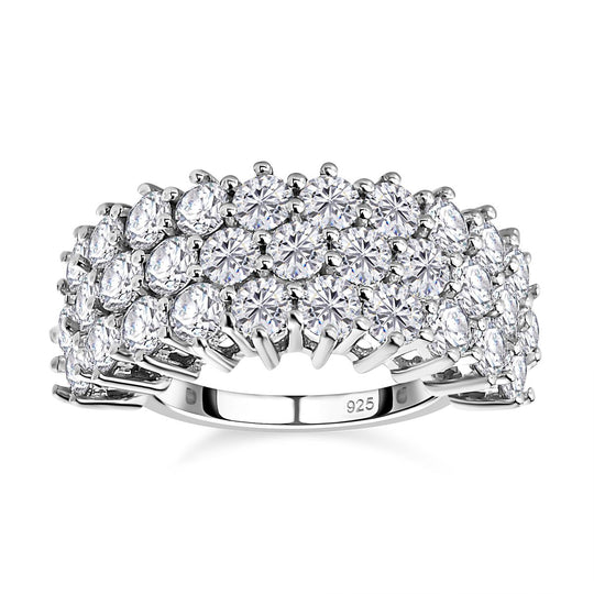 Moissanit Ring, 925 Silber platiniert, (Größe 16.00), ca. 3.32 ct