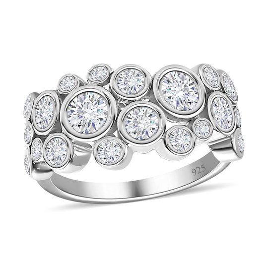 Moissanit Ring, 925 Silber platiniert, (Größe 17.00) ca. 1.26 ct