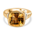 Citrin, Weißer Zirkon Ring, 925 Silber Gelbgold Vermeil (Größe 16.00) ca. 4.50 ct
